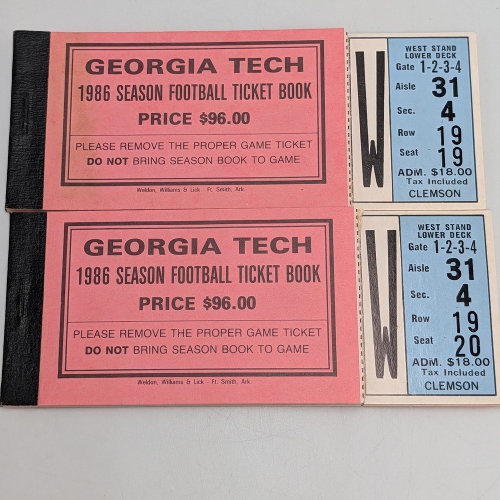 Vintage 1986 Georgia Tech Football Season Ticket Books Grant Field Stubs Lot 2